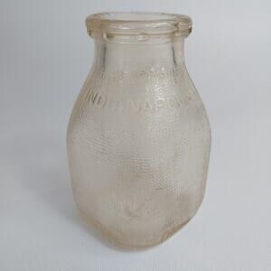 VINTAGE HALF PINT GLASS MILK BOTTLE MBS INDIANAPOLIS